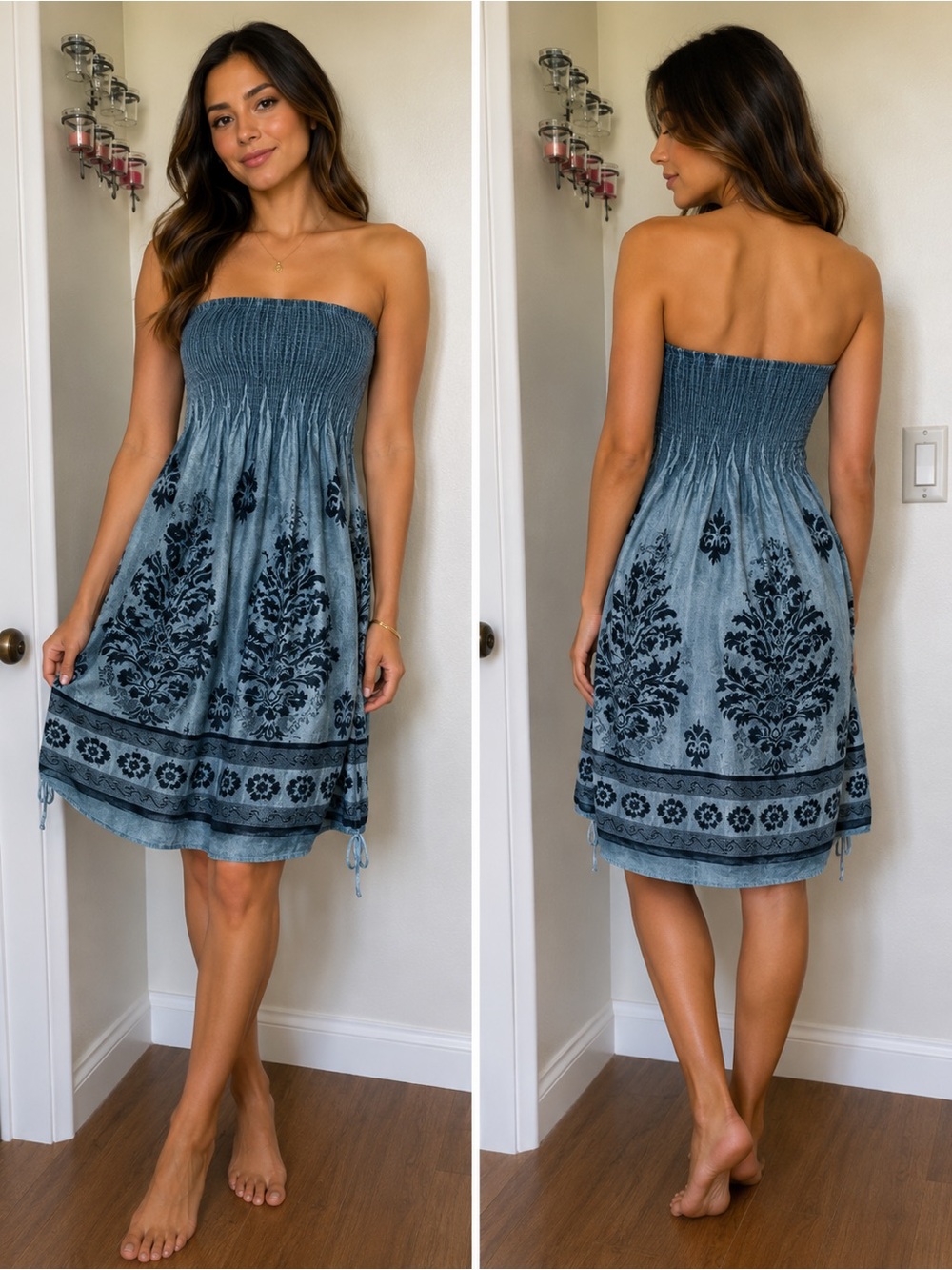 Lapis Anthropologie strapless dress/skirt SZ OS